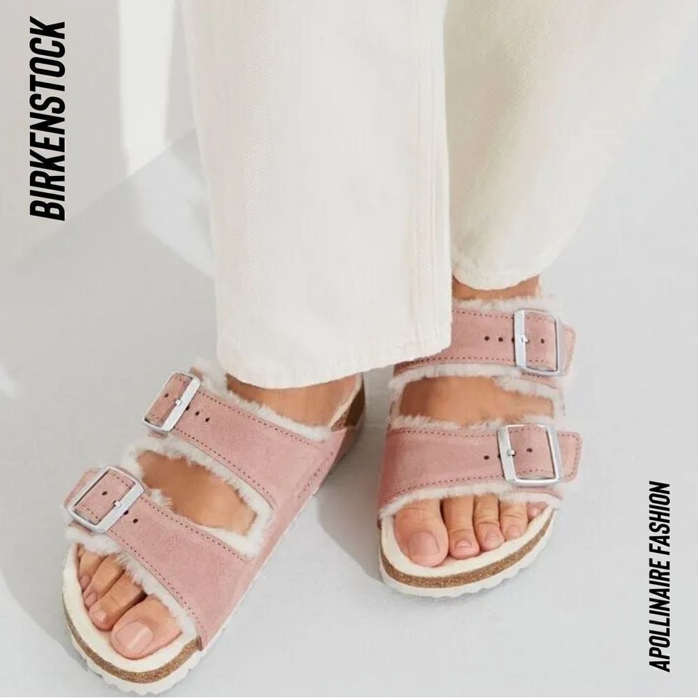 BIRKENSTOCK ARIZONA SHEARLING SANDALS NWT IN PINK CLAY SIZE 8.5